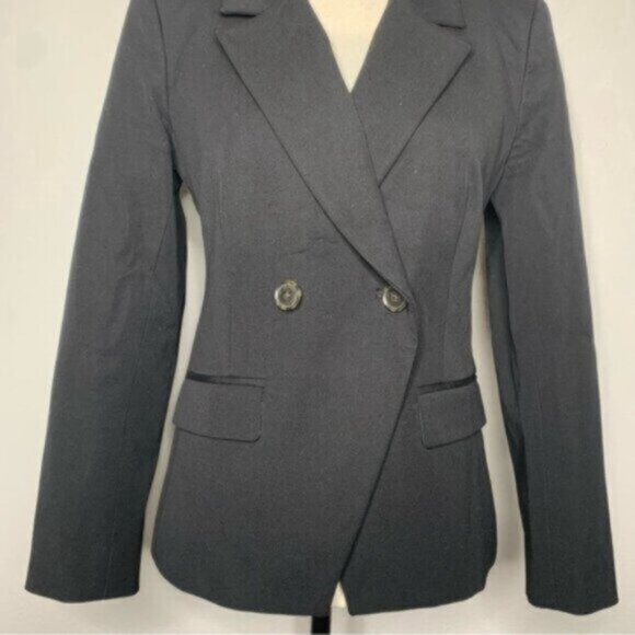 J. Crew Black Devon Bi-Stretch Cotton Blend Double Breasted Blazer - Picture 9 of 17